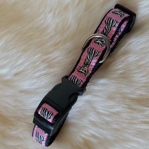 Pink Zebra Bones Dog Collar